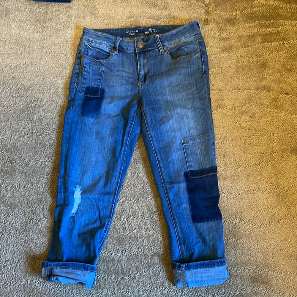The Limited Slim Boyfriend Denim distressed crop Jeans